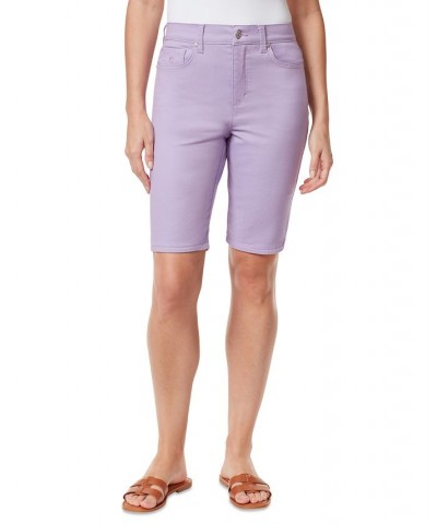Women's Amanda High-Rise 11" Denim Bermuda Shorts Sweet Violet Purple $15.89 Shorts