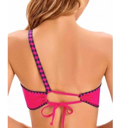 Women's Shell-Stitch Asymmetric Swim Top Pink $43.12 Swimsuits
