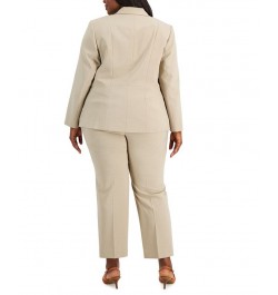 Plus Size Multi-Seam One-Button Slim-Leg Pant Suit Straw $54.60 Suits