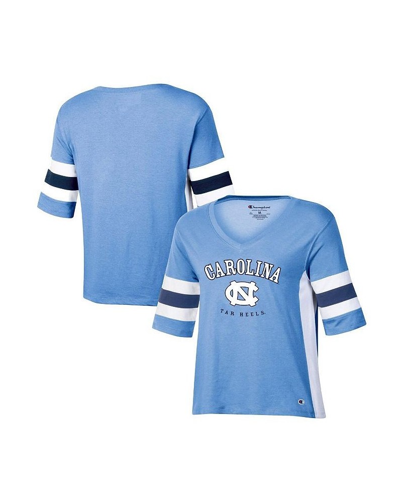 Women's Carolina Blue North Carolina Tar Heels Colorblocked V-Neck Half Sleeve T-shirt Blue $20.99 Tops
