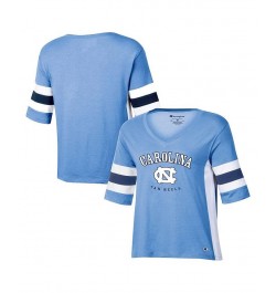 Women's Carolina Blue North Carolina Tar Heels Colorblocked V-Neck Half Sleeve T-shirt Blue $20.99 Tops