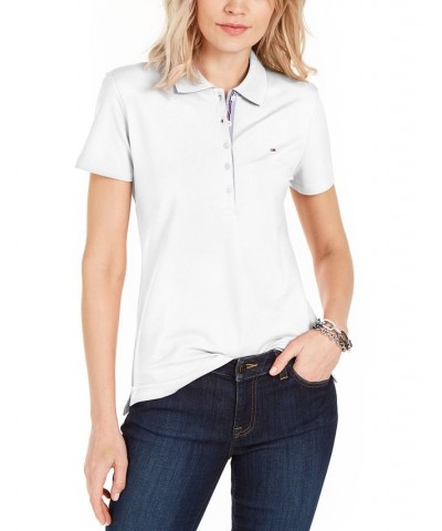 Women's Solid Short-Sleeve Polo Top White $23.87 Tops