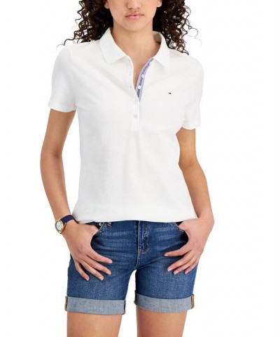Women's Solid Short-Sleeve Polo Top White $23.87 Tops