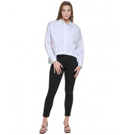 Women's Cinched Waist High Low Shirt White $47.76 Tops