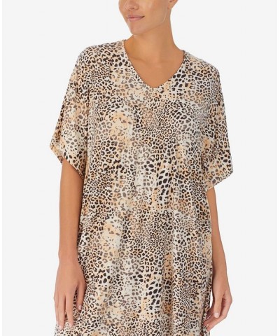 Women's Caftan Long Gown Cream Leopard $33.60 Sleepwear