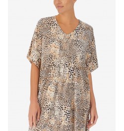 Women's Caftan Long Gown Cream Leopard $33.60 Sleepwear