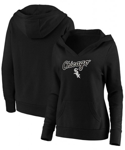Plus Size Black Chicago White Sox Core Team Lockup V-Neck Pullover Hoodie Black $38.40 Sweatshirts