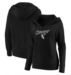 Plus Size Black Chicago White Sox Core Team Lockup V-Neck Pullover Hoodie Black $38.40 Sweatshirts