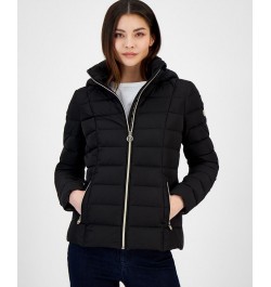 Women's Hooded Stretch Packable Down Puffer Coat Black $63.00 Coats