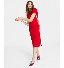 Rib-Knit Midi Dress Red $20.94 Dresses