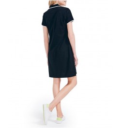 Women's Sustainably Crafted Ocean Spilt Neck Polo Dress Black $19.69 Dresses