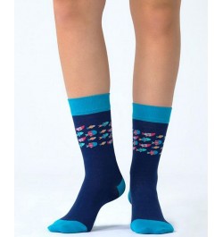 Women's Super Soft Organic Cotton Novelty Socks Navy $11.76 Socks